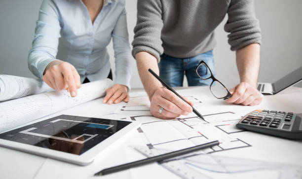 Étude de plans techniques pour un projet d’aménagement commercial par Bretagne Agencement